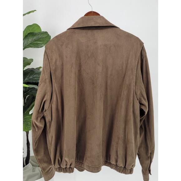 Vintage Claiborne Mens Camel Suede Finish Outwear Full Zip Bomber Jacket Size XL - Picture 3 of 11